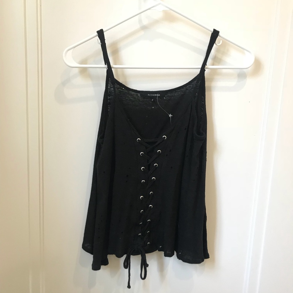 Black Lace-up Tank
